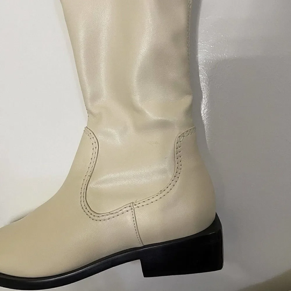 NEW Schutz Guily Up Over the Knee Boot Color EGGSHELL Square toe Size 6